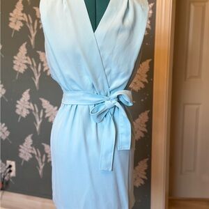 Amanda Uprichard Sky Blue Tie-Waist Mini Dress